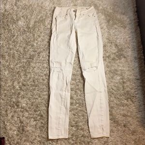 Pacsun white skinny jeans with holes on knees